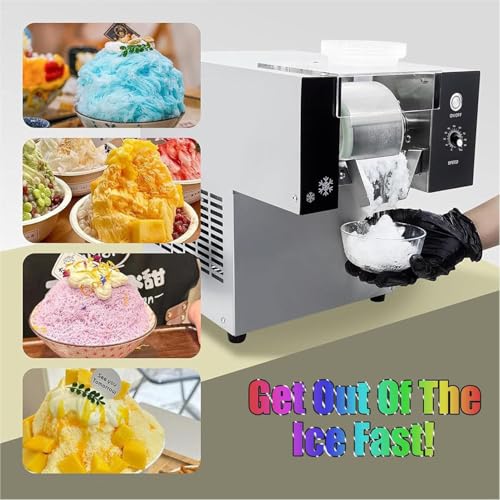 Komercyjna golarka do lodu, 60kg Electric Snow Cone Maker, maszyna do blatu ze stali nierdzewnej z regulacyjną prędkością do slushies, deserów i użytku domowego