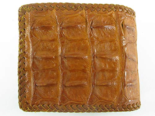 Pelgio Genuine Crocodile Alligator Backbone Skin Handmade Bifold Wallet (Tan Brown) - Image 4