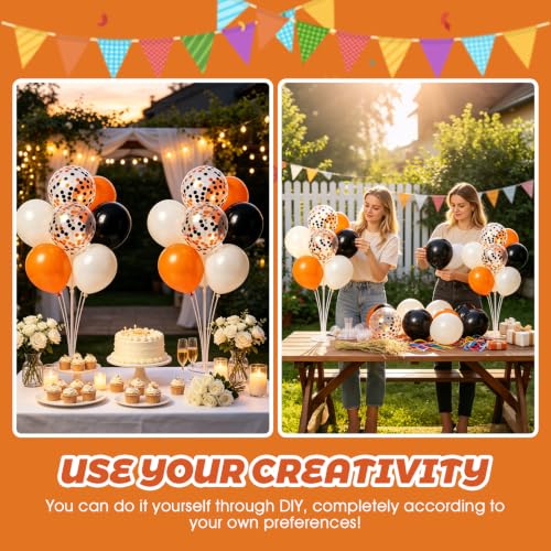 6 Halloween Orange Black Balloon Stand Kit for Table Centerpieces by YLOLUL - Used condition - Image 4