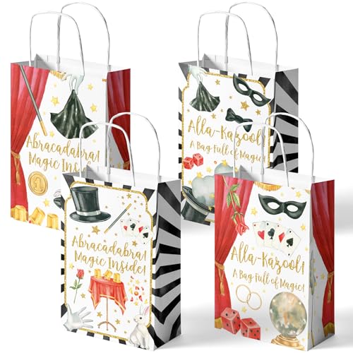 SamPartyShop 24 Pack Magic Party Favor Bags for Kids – Wizard Goodie Bags with Handles, Magic Birthday Decorations, Magician Party Supplies for Kids