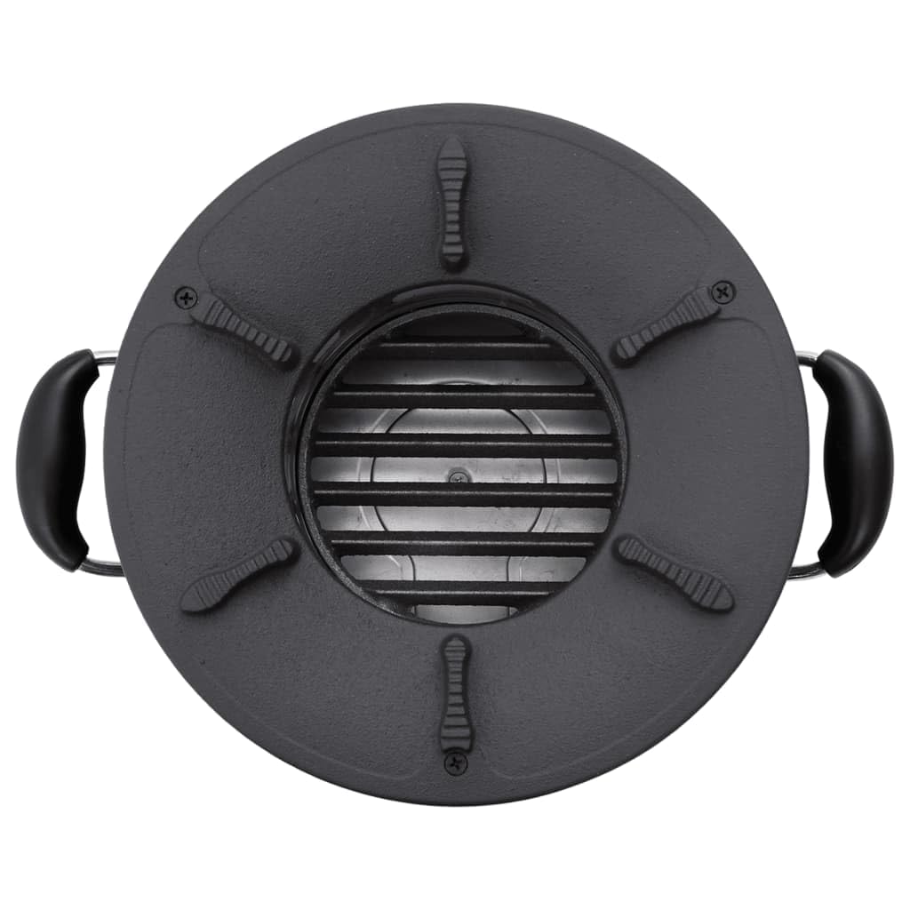 Camping Ofen Schwarz 36x26x22,5 cm Metall Gusseisen Feuerstelle mit Tür und 2 Griffen Outdoor Ofen für Küche am Lagerfeuer Wärme und gemütliche Atmosphäre