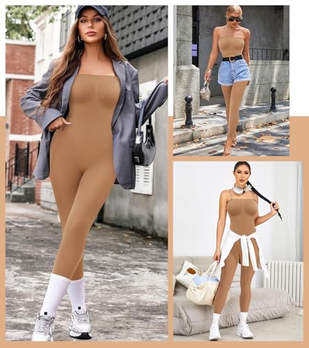 Image of Strapless Shapewear Bodysuit Tummy Control 4-in-1 Convertible with Detachable Straps Butt Lifting Full Body Shaper