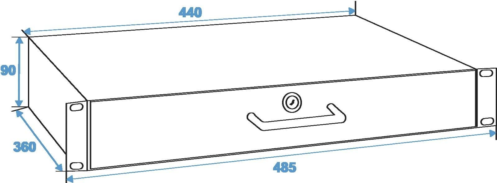 Rackschublade 2U 48,3 cm mit Schloss – passend für Standard 48,3 cm Rack Flightcase Netzwerkschrank Server AV Gehäuse Schiebefach