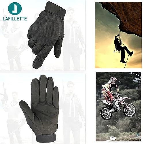 Image of LAFILLETTE Breathable Full Finger Touch Screen Protection Gloves for Motorcycle Cycling Motorbike Sports Climbing (Black)