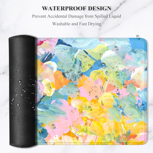 Image of Auhoahsil Desk Mouse Pad, Large Gaming Mousepad, XXL Desk Pad, Extended Long Superior Micro-Weave Cloth Non-slip Rubber Big Computer Mouse Mat for Gamer, Office & Home, 35 inch x 15 inch, Abstract Watercolour