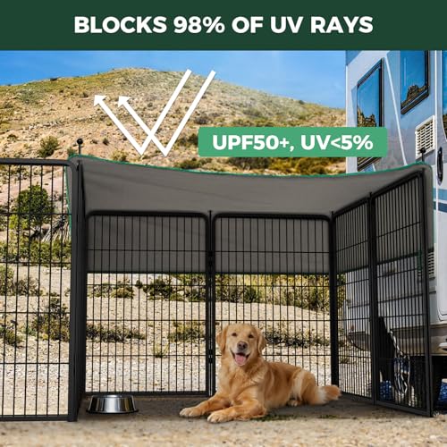 Image of FXW Rollick Unleashed Dog Playpen for Indoor, Yard, RV Camping, 40 inch 16 Panels Dog Pen with Sun Shade for Medium and Large Dogs, Black│Patented