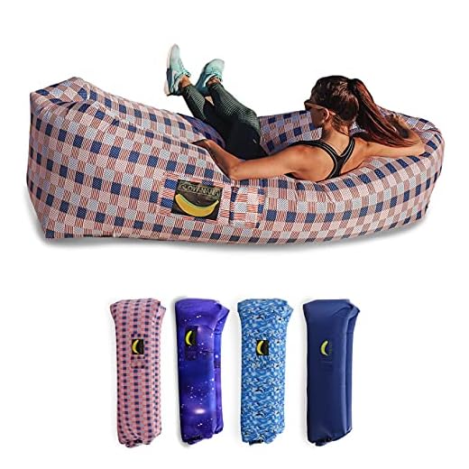 Rukket Sports Glow-Nana Inflatable Lounger, Blow Up Air Chair & Couch for Lounging, Camping, Beach, Festival, Sofa Hammock for Adults & Kids, Portable Wind Furniture Loungers (Glow USA)