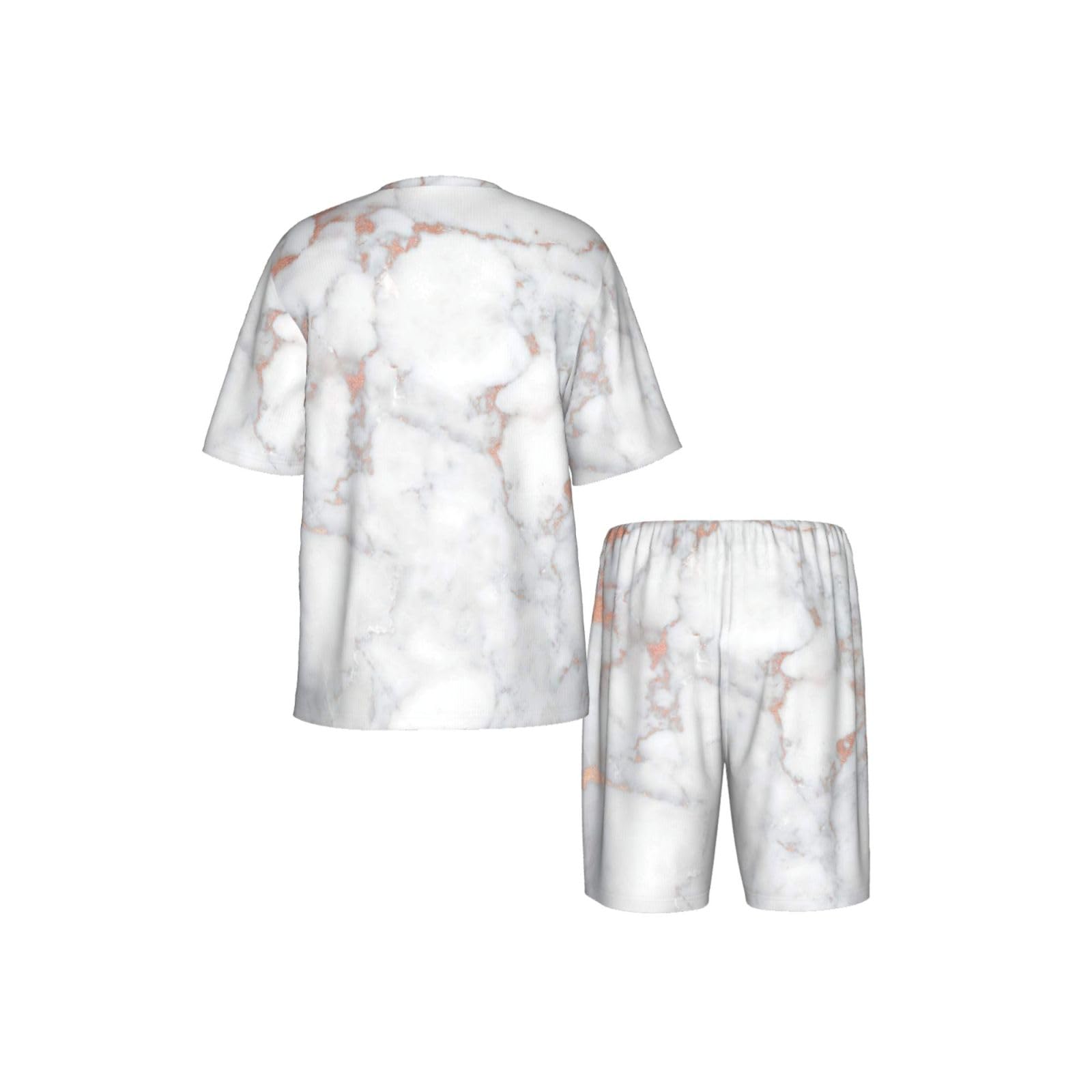 Bianco marmo rosa stampa uomo manica corta pigiama set pigiameria leggero traspirante morbido homewear 2 pezzi