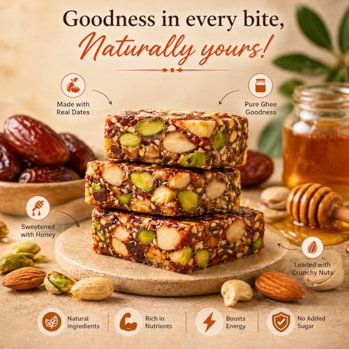 Image of TANISH Sugar Free Dates Delight (200g) - Healthy Dry Fruit Barfi with Almonds, Cashews & Pistachios | Made with Pure Ghee & Natural Honey | No Added Sugar, Preservatives or Additives | Energy Snack