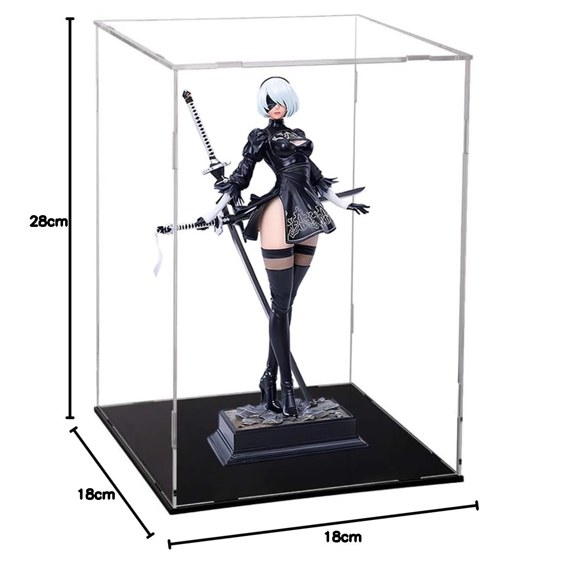 2B Figura Anime 2Byorha Action Figura Statua Sostituibile Testa Accessori PVC Nero 2B Modellino Personaggio Collectible Anime Desktop Decorazione 28cm