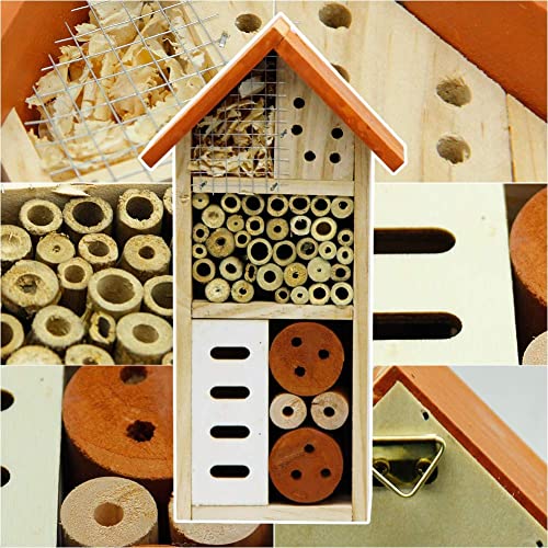 Lulu Home Wooden Insect House, Hanging Insect Hotel for Bee, Butterfly, Ladybirds, Beneficial Insect Habitat, Bug Hotel Garden, 10.4 X 3.4 X 5.4 Inch - Image 6