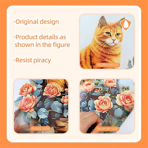 Kit de Vinilos Decorativos de Gato y Flores 30x60 cm miniatura 5