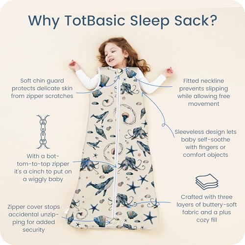 Image of Sleep Sack 0-6 Months 1.0 TOG, Swaddle Transition Sleeping Bag, Premium Baby Wearable Blanket with 2-way Safe Zipper All Season Sleep Sacks