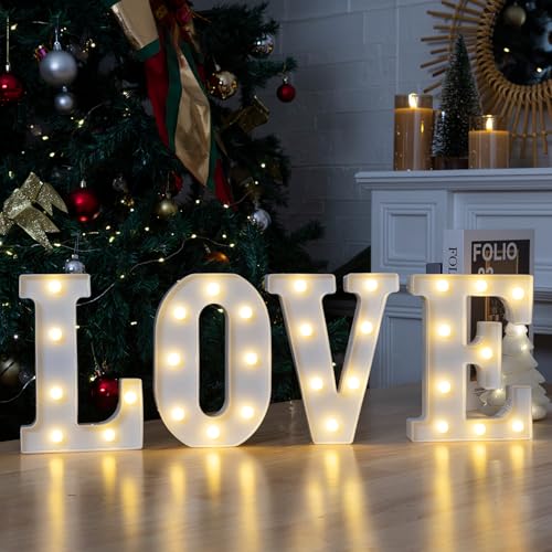 IFDGCTK Love LED Marquee Letters Warm White Light Up Letters Battery Operated Love Sign for Wedding Valentines Day Anniversary Celebration Home Bedroom Decor