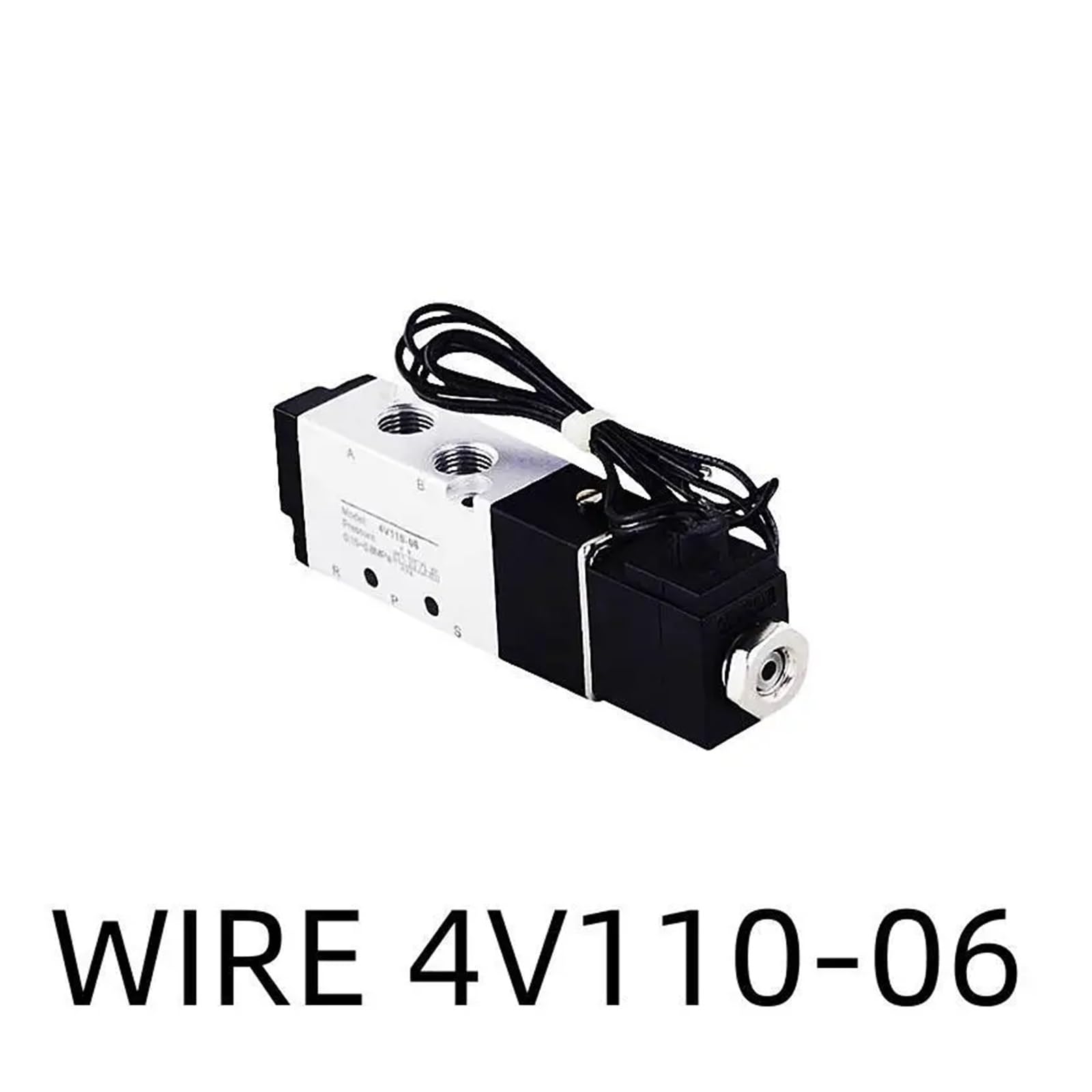 4V110-06 Pneumatisches Steuerungs-Magnetventil, 5-Wege, 2 Positionen, DC 24 V DC 12 V AC 110 V AC 220 V mit 4 mm 6 mm 8 mm Luftventilen (Draht W 4 V 110–06, DC 24 V)