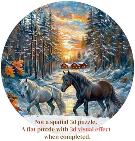 Kaayeewood Jigsaw Puzzles for Adults 1000 Pieces Maple Horse Puzzle Round Challenging Landscape Puzzle Gifts for Game Night Room Decor 14+ — view 6