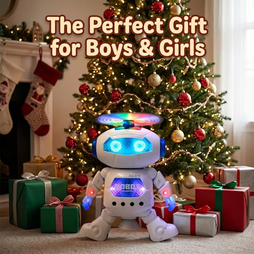 Image of Dancing Robot Toy for Kids with 3D Lights and Music Robot with Moving Hands Legs Head Spinning Action Battery Operated Fun Dance Toy for Boys Girls Indoor Play [White 99444-2]
