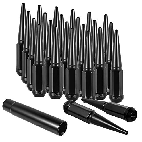 Up To 40% OFF 51 Black M14x2.0 Spike Lug Nuts, 24+1PK Close-End 14X2.0 Spike Wheel Lug Nuts of HEX 19mm (3/4'') 4.4'' Tall Conical Seat with One Lug Nut Key/Socket