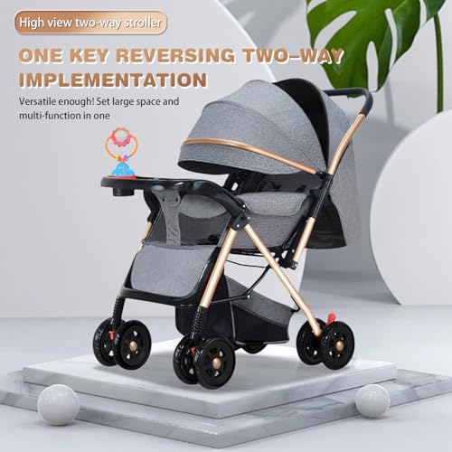 0TO1 TECH Baby Stroller, Height Adjustable Reversible Seat, Large Size Breathable Travel Stroller, Adjustable Backrest, Extra Storage Space, One Hand Easy Foldable Stroller for Airplane Travel