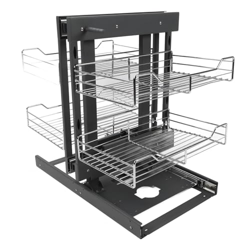 TIKATARER Blind Corner Pull-Out Organizer - Aluminium Alloy 800mm Cabinet Solution for Kitchen & Bathroom Storage