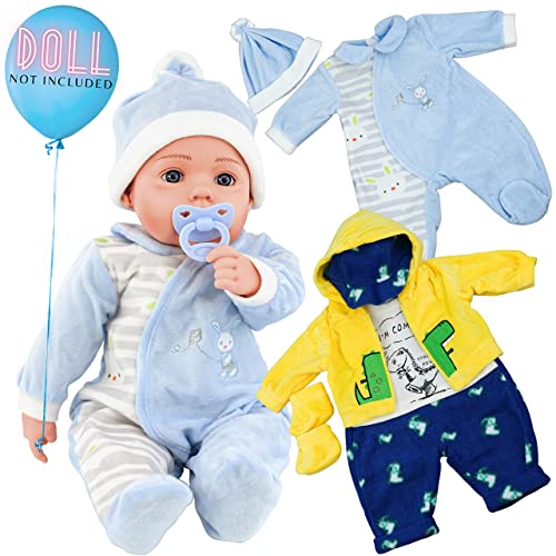 BiBi Doll Baby Boy Doll & Reborn Clothes Set, 20" (50cm), Pack of 2 Outfits Including Dinosaur Jacket & Blue Bunny Jumpsuit - Image 3