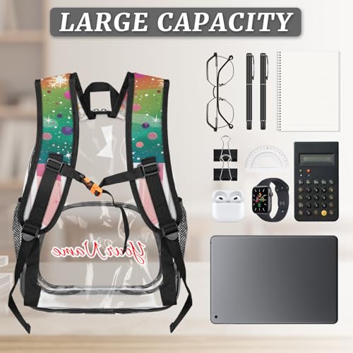 Personalized Large Clear Backpack Stadium Approved Heavy Duty PVC Plastic Custom Ice Cream Transparent Backpacks See Through Bag with Name, Cute Ice Cream3