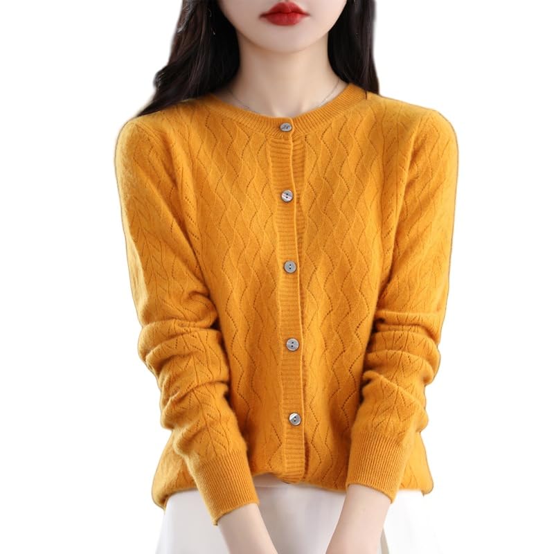 Cardigan Mujer Suéter Tipo Cárdigan Ligero para Mujer, De Punto, con Cuello Redondo, Abierto En La Parte Delantera, con Botones, Suéter Tipo Cárdigan Suave De Color Liso y Tejido Hueco