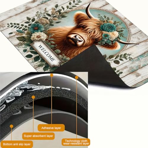 Image of HOMETITUTE Highland Cow Welcome Stove Cover 28x20 Diatomite Mat | Electric stove decoration