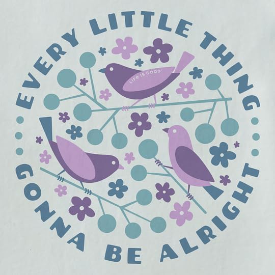 Life is Good. Women's Crafty Three Little Birds Long Sleeve Crusher Tee, Fog Gray