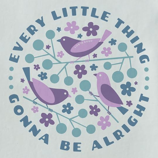 Life is Good. Women's Crafty Three Little Birds Long Sleeve Crusher Tee, Fog Gray2