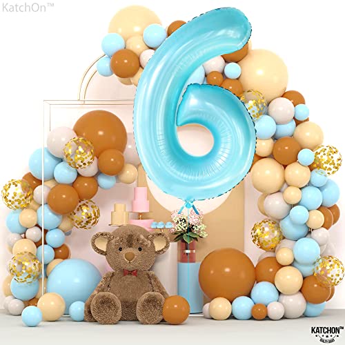 Image of KatchOn Giant Light Blue Number 6 Balloon - 40 Inch, Pack of 1