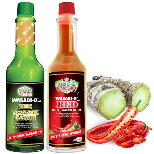 Wasabi-O Combo Set of 2 Wasabi Original Sauce 62g & Wasabi Red Chili Sauce 55g - The Perfect Match, Ideal Not Only For Sushi, Sashimi But For All Seafood, Grilled Meats, and Vegetarian Dishes