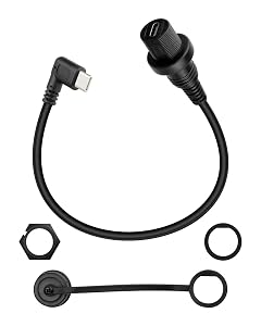 90 Degree Right Angle USB C Flush Panel Mount Extension Cable with Waterproof for Car,Motorcycle,Truck Dashboard Black(0.3M/0.98FT)