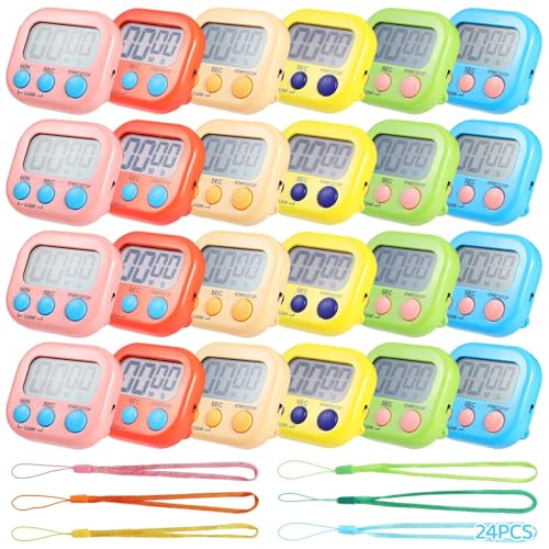 24 temporizadores digitales con montaje magnético, pantalla grande, alarma fuerte para profesores, ejercicio, hornear, cocinar, temporizador simple de encendido/apagado con cuenta regresiva