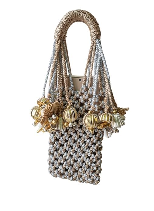 zentaz Handcrafted Gold & Silver Beaded Potli Bag with Decorative Tassels Traditional Ethnic Mini Pouch for Weddings, Festive Occasions, Parties & Gifting (1 Pc)-picture-14