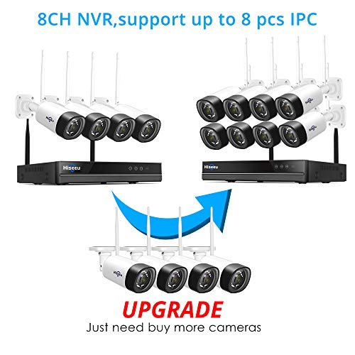 Tomshin Kit de NVR de sistema de câmera de segurança sem fio de 8 canais 2MP WiFi com 4 unidades de