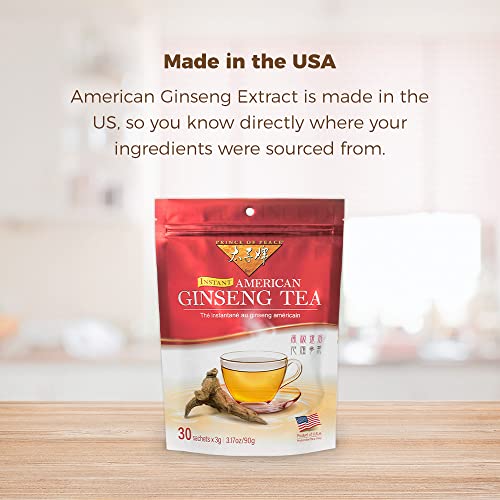 Prince Of Peace Instant American Ginseng Tea, 30 Sachets – Healthy Drink, Caffeine-Free Energy-Boosting, Heavy Antioxidants, Made In The Usa, Plant Extracts #TOP2