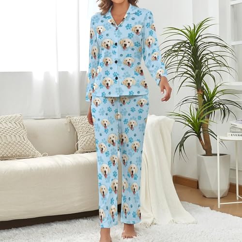 D-Story Personalized Pajamas with 1-8 Faces for Women Men, Custom Christmas Pjs, Pajamas Gifts For Family,Cat Mom,Dog Mom4