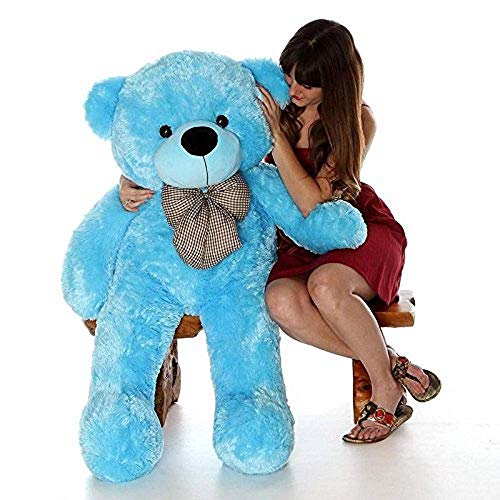 Image of Giant Teddy Bear 4 Feet - Soft Plush Stuffed Toy for Kids & Girlfriend, Soft Toy for Kids - Birthday Gift for Girls, Plush Toy Big Cuddly Hugging Bear, Gifts for Valentine's Day (Blue)
