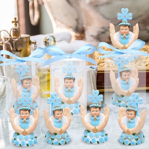 Set 24 figuras bebé Ángel bautizo en resina azul miniatura 3