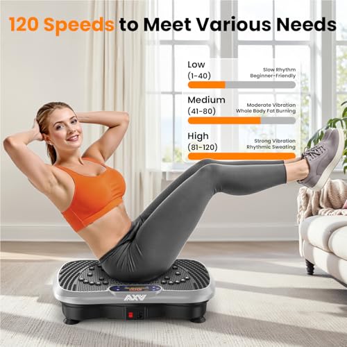 Image of AXV Vibration Plate Fitness Platform Exercise Machine Vibrating Shaking Full Body Shaker Workout Vibrate Stand Shake Board Sport for Weight Loss Fat Burner for Gym Home Office
