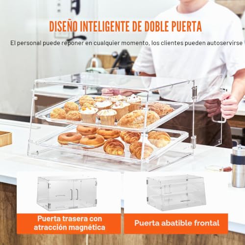Miniatura 5 de Vevor Soporte De Exhibición De Pastelería De 2 Niveles Escaparate De Panadería De Acrílico Estante De Presentación De Pastelería Extraíble Para Pan, Postre, Barra De Dulces, Cafetería, Restaurante