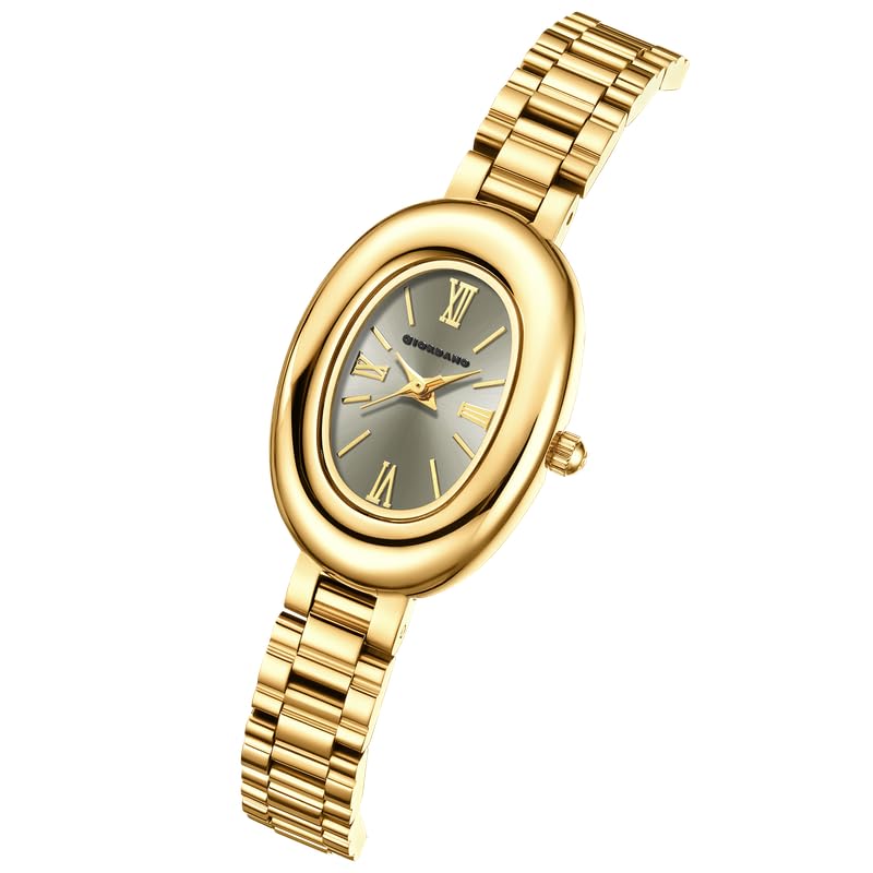 Image of Giordano Analog Quartz Watch for Women - Oval Shape Dial, Roman Numeral Hour Markers, Water Resistant and Stainless Steel Strap- GZ-60115