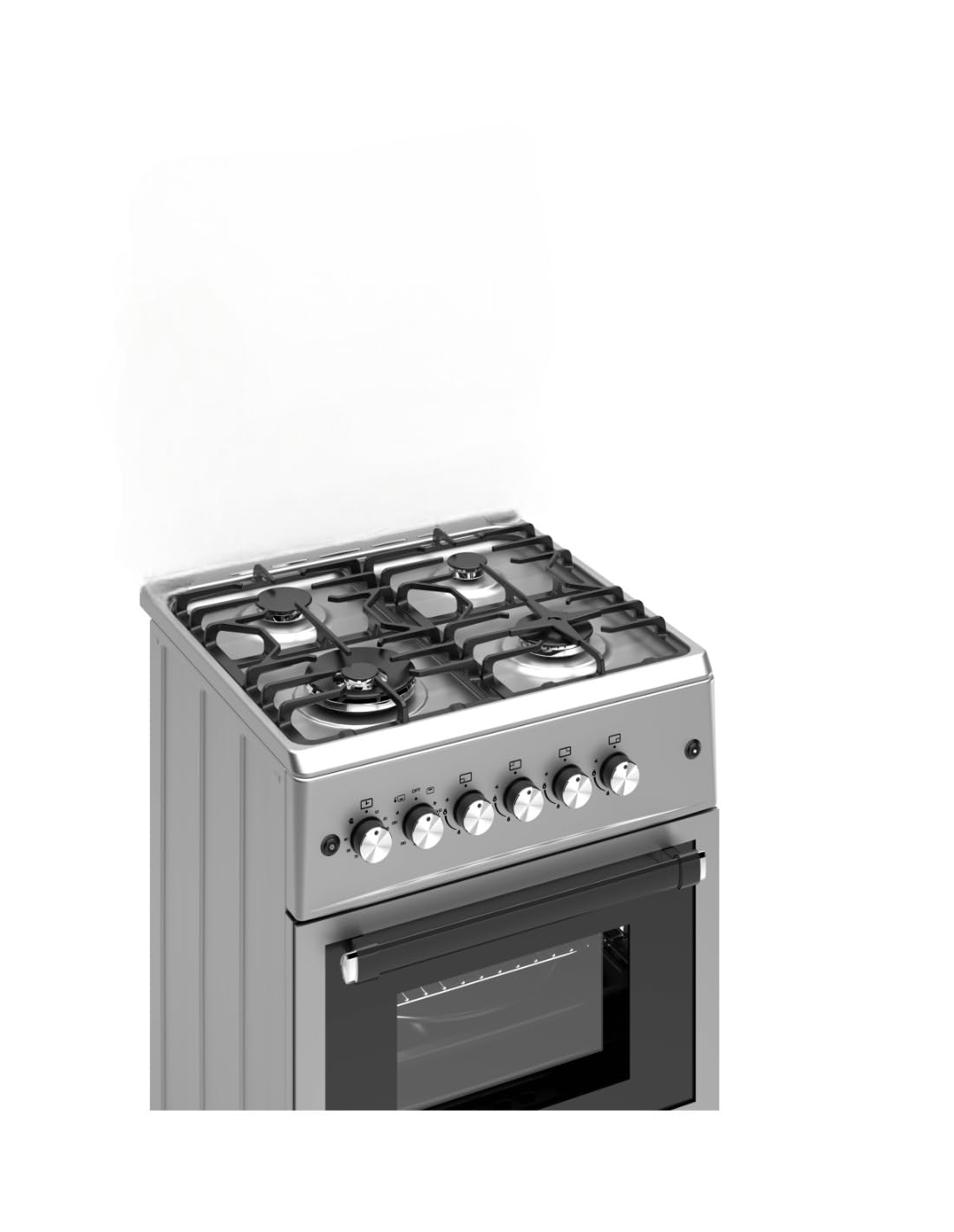 ALPHA Cuisinière à gaz VuLCANO LUX-60 Inox. Allumage automatique, Wok, ventilateur et minuteur. *Haut de gamme*