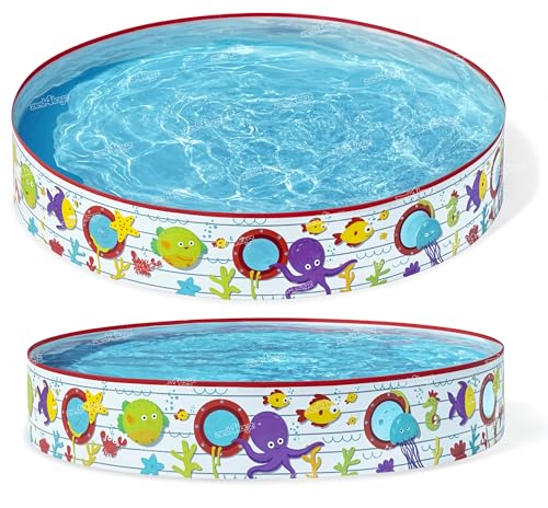 Image of Zest 4 Toyz Non-Inflatable Kids Swimming Pool with Printed Fish Design 5 Feet for Boys Girls Ages 3+