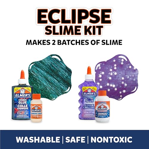 Image of Elmer's Eclipse Slime Kit, Slime Supplies Includes Cosmic Glue, Purple Glitter Glue, Original Activators and Crunchy, 4 Count