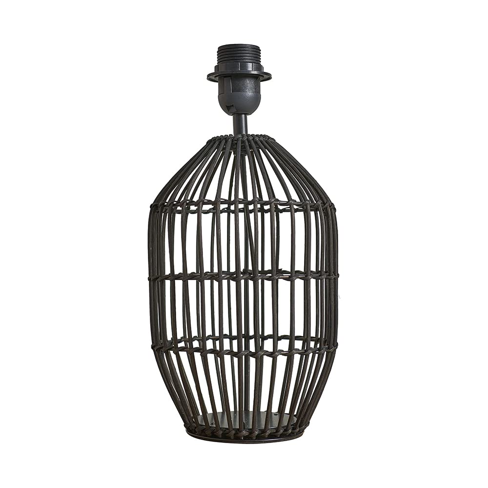 Minisun Matt Black Base Only | Contemporary Small Matt Black Rattan Cylinder Table Lamp Base | Table Lamps, Home Décor & Improvement Essential