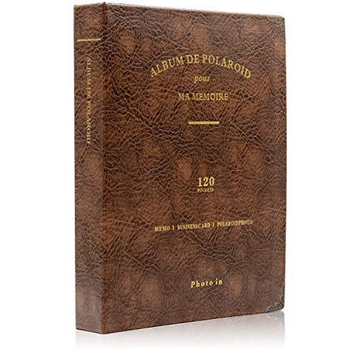 Ablus 120 Pockets Mini Photo Album - Fits for Fujifilm Instax Mini 9 Mini 8 Mini 90 Mini 25, Polaroid Snap PIC-300, Kodak Mini 3-Inch Film (Retro Brown)