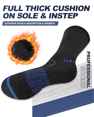 Mens Cotton Boot Crew Socks, 5 Pairs Full Cushion Thick Socks Moisture-Wicking & Reinforced for Work Hiking Walking Outdoor4