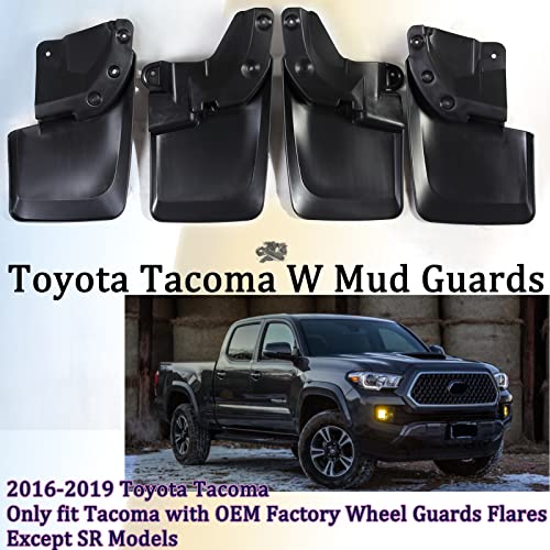 Image of Car Mud Guards Fender Drape Kit with Bullets Fits Toyota Tacoma 2016 2017 2018 2019 2020 Does NOT Apply to Vehicles Without Over Fenders